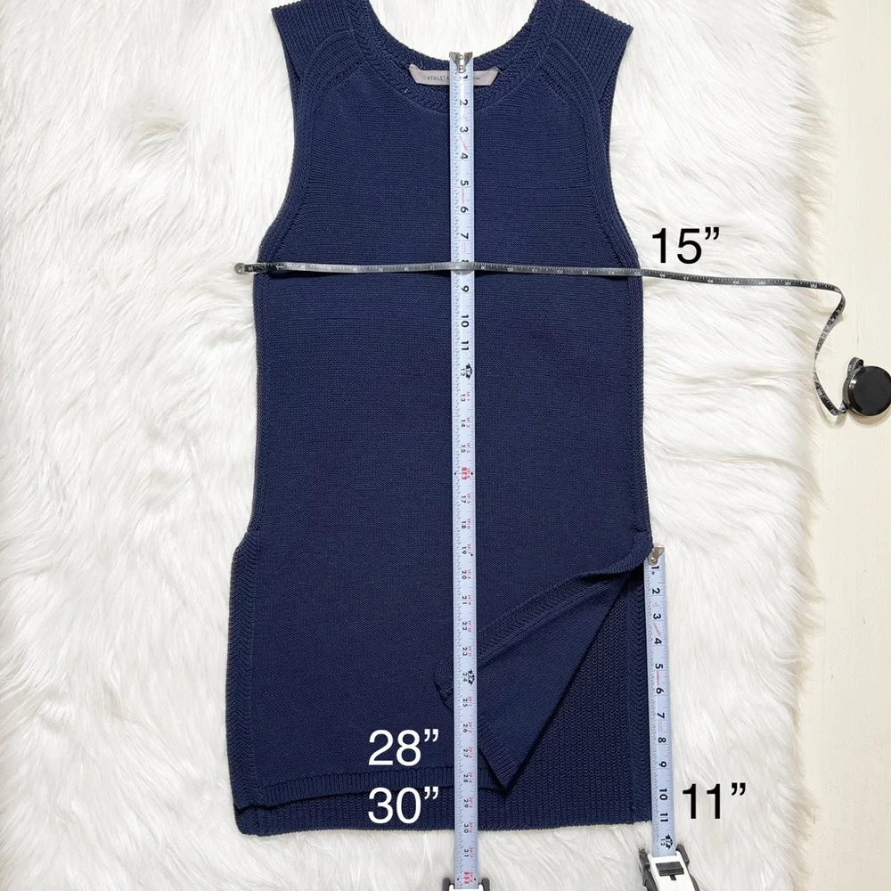 SOLD-Athleta Navy Blue Sleeveless Crochet Knit Long Tunic Top - Picture 11 of 12